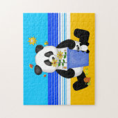 Kinderen Puzzel Panda Op Het Strand (Verticaal)
