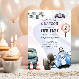 Kinderen Race Auto Thema 2e Verjaardagsfeestje Kaart