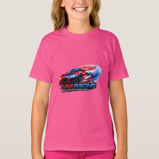 Kinderen Racen Auto Grafische T-Shirt – Leuke Snel (Voorkant)