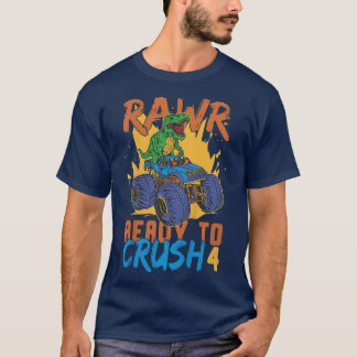 Kinderen Rawr klaar om te verpletteren 4 4e verjaa T-shirt
