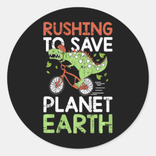 Kinderen redden de milieu-dino's van Planet Earth Ronde Sticker