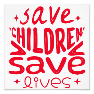 Kinderen redden, levens redden Favor Tags Foto Afdruk