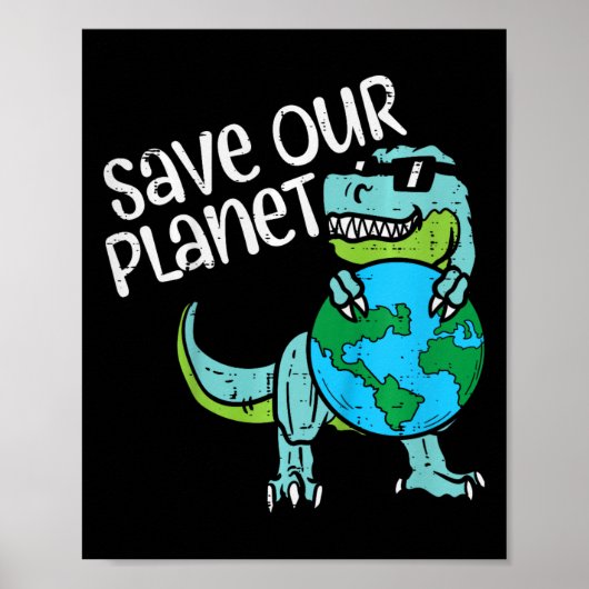 Kinderen redden onze planeet Trex Earth Schattigee Poster (Voorkant)