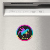 Kinderen Regenboog Gradiënt Eenhoorn Silhouet Magneet (Insitu (Vaatwasser))