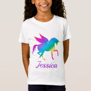 Kinderen Regenboog Gradiënt Eenhoorn Silhouet T-shirt