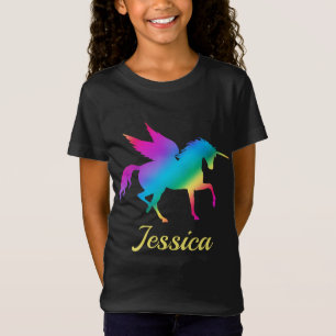 Kinderen Regenboog Gradiënt Eenhoorn Silhouet T-shirt