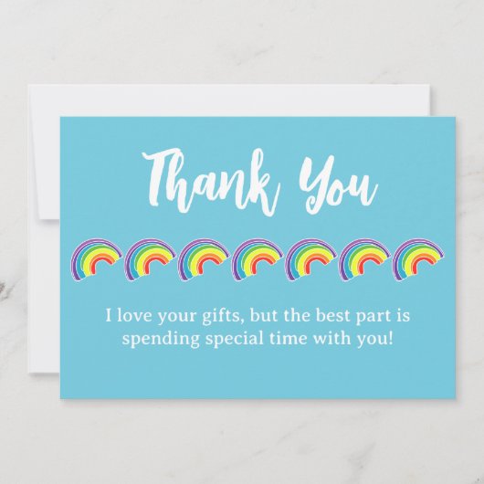 Kinderen Regenboog Verjaardagsfeestje Bedankkaart (Voorkant)