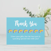 Kinderen Regenboog Verjaardagsfeestje Bedankkaart (Staand voorkant)