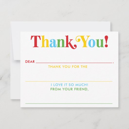 Kinderen Regenboog Watercolor Invulkaart Bedankt (Voorkant)