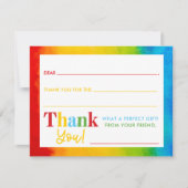 Kinderen Regenboog Waterverf Invul Dankkaart Bedankkaart (Voorkant)