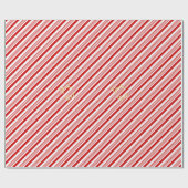 Kinderen Retro Kerst Snoepriet Strepen Gouden Teks Cadeaupapier (Vlak)