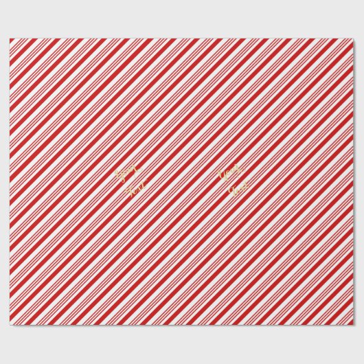 Kinderen Retro Kerst Snoepriet Strepen Gouden Teks Cadeaupapier (Vlak)