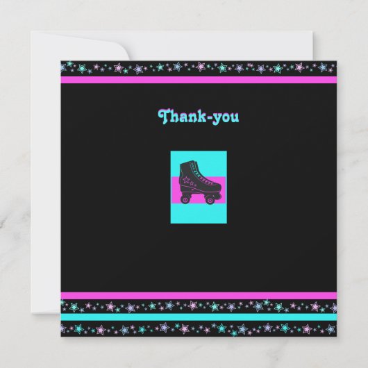 Kinderen Retro Roller Schaatsfeest Dankkaart Bedankkaart (Voorkant)