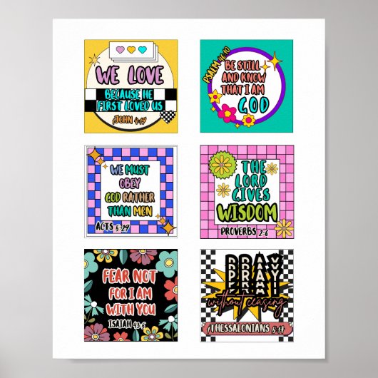 Kinderen retro schattige bijbeltekst poster (Voorkant)