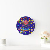 Kinderen ROBOT Slaapkamer Decoratie Roze Blauw Gen Ronde Klok (Huis)