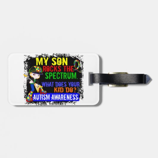 Kinderen Rocken Het Autisme Spectrum Bagagelabel (Achterkant horizontaal)
