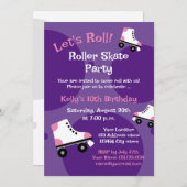 Kinderen roller schaats Verjaardagsfeestuitnodigin Kaart (Voorkant / Achterkant)