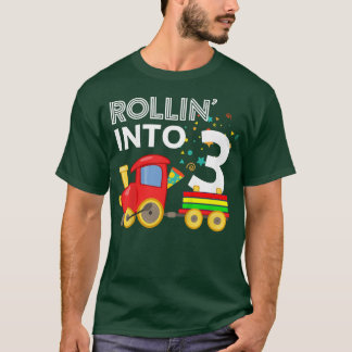 Kinderen Rollin in 3 Train 3rd Birthday Party Todd T-shirt