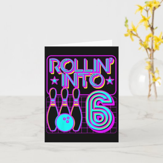Kinderen Rollin in 6 Bowling Bowler 6th Birthday P Kaart (Gele Bloem)