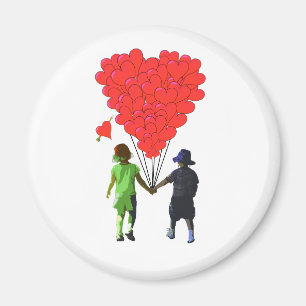 Kinderen romantisch hart ballon ontwerp magneet