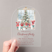 Kinderen rond de kerstboom acryl uitnodigingen (Insitu (Draagbaar))