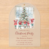 Kinderen rond de kerstboom acryl uitnodigingen (Voorkant)