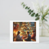 Kinderen rond de kerstboom, briefkaart (Staand voorkant)