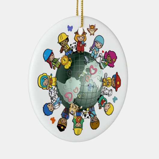 Kinderen Rond de Wereld Kerstboom Ornament (Rechts)