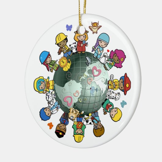 Kinderen Rond de Wereld Kerstboom Ornament (Links)