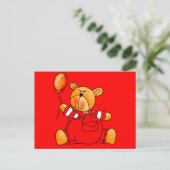 Kinderen Rood Beer Ballonnen Briefkaart (Staand voorkant)