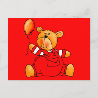Kinderen Rood Beer Ballonnen Briefkaart