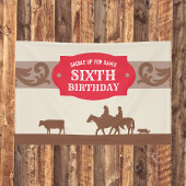 Kinderen Rood/Bruin Westerse Thema Verjaardagsfees Spandoek