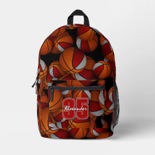 Kinderen rood grijs teamkleuren basketbal patroon bedrukte rugzak