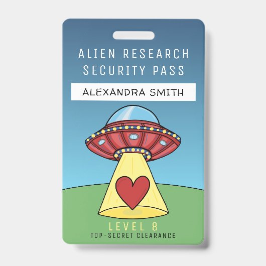 Kinderen Rood UFO Feestje Alien Onderzoeksbeveilig Badge (Voorzijde)