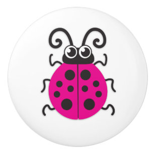 Kinderen roze lieveheersbeestje insect grafische d keramische knop