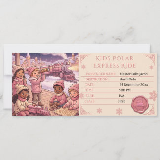 Kinderen Roze Polar Express rit ticket pas Kaart