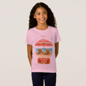 kinderen roze strand en zonsondergang t-shirts (Voorkant volledig)