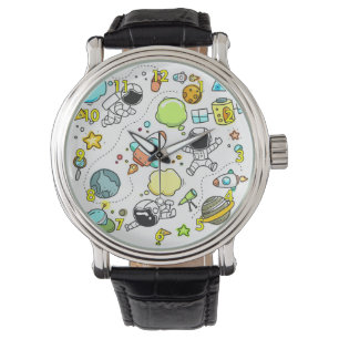 Kinderen ruimte Cartoon achtergrond tekening Horloge