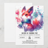 Kinderen Rustic Fox Verjaardag Kaart (Voorkant / Achterkant)