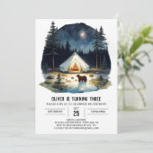 Kinderen Rustieke Mountain Campout Verjaardagsuitn Kaart (Staand voorkant)