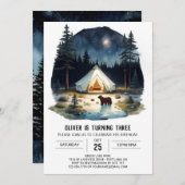 Kinderen Rustieke Mountain Campout Verjaardagsuitn Kaart (Voorkant / Achterkant)