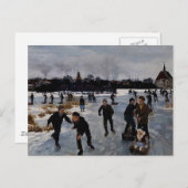 "Kinderen schaatsen buiten Faaborg", mooie kunst Briefkaart (Voorkant / Achterkant)