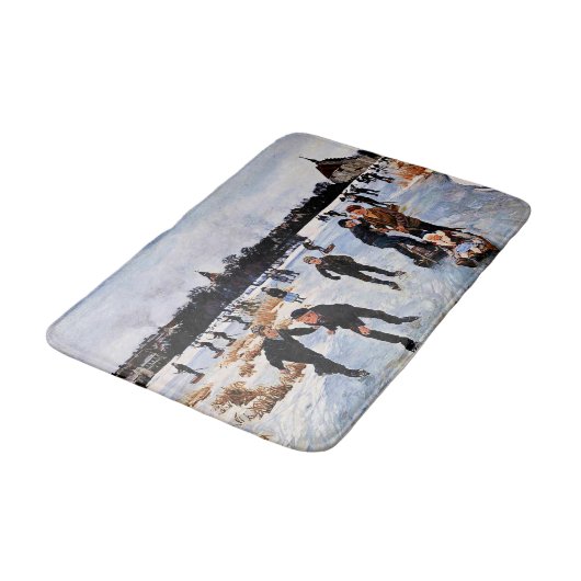 Kinderen schaatsen buiten faborg badmat (Gekanteld)