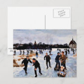 Kinderen schaatsen buiten faborg briefkaart (Voorkant / Achterkant)