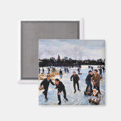 Kinderen schaatsen buiten faborg magneet (Voorkant / Achterkant)