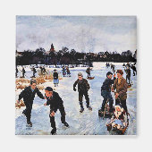 Kinderen schaatsen buiten faborg magneet (Voorkant)