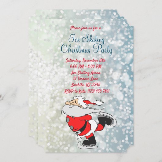 Kinderen Schaatsen Kerstfeest Uitnodigen Kaart (Voorkant / Achterkant)