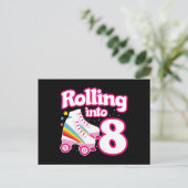 Kinderen Schaatsfeest - 8e Verjaardag - Roller Ska Briefkaart (Staand voorkant)