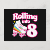 Kinderen Schaatsfeest - 8e Verjaardag - Roller Ska Briefkaart (Voorkant)