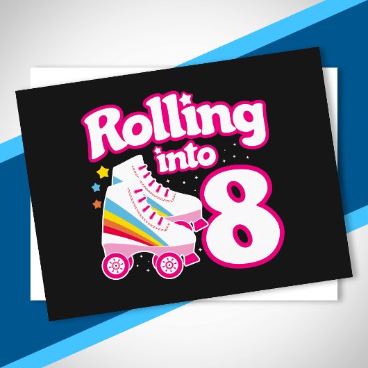 Kinderen Schaatsfeest - 8e Verjaardag - Roller Ska Briefkaart